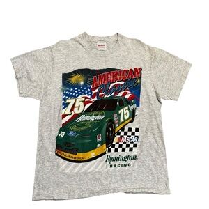 Vtg 1996 NASCAR American Classic Remington Racing All Over Print Large 2 sided